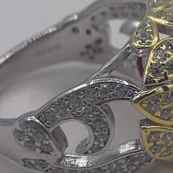 Ring, NWOT, solid 925 sterling silver, 18 k gold accents, lab ruby sz 7 - Picture 8 of 15